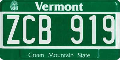 VT license plate ZCB919