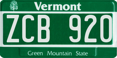 VT license plate ZCB920