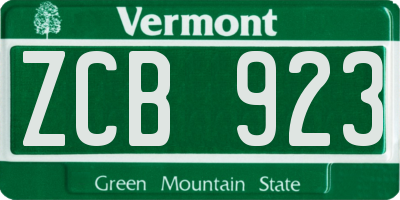 VT license plate ZCB923