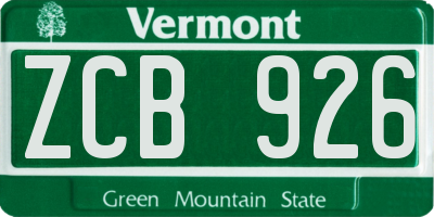 VT license plate ZCB926