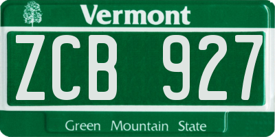 VT license plate ZCB927