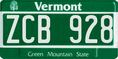 VT license plate ZCB928