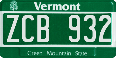 VT license plate ZCB932