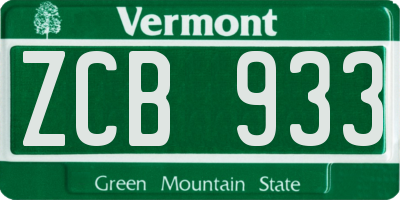 VT license plate ZCB933