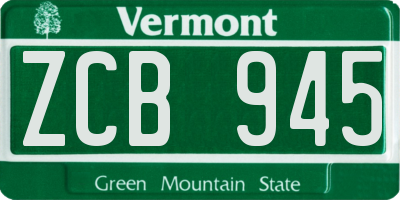 VT license plate ZCB945