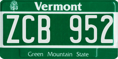 VT license plate ZCB952