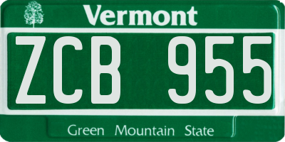 VT license plate ZCB955