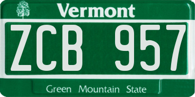 VT license plate ZCB957