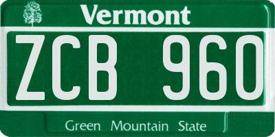 VT license plate ZCB960