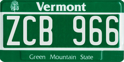 VT license plate ZCB966