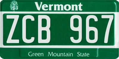 VT license plate ZCB967