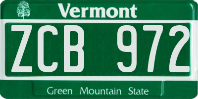 VT license plate ZCB972