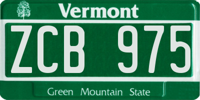 VT license plate ZCB975