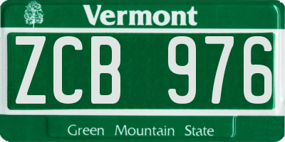 VT license plate ZCB976