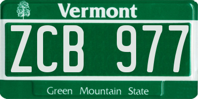 VT license plate ZCB977