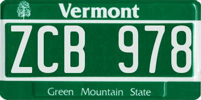 VT license plate ZCB978