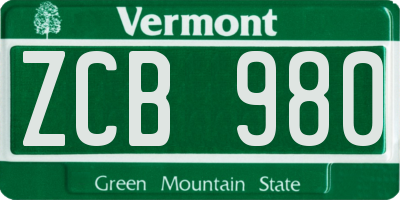 VT license plate ZCB980