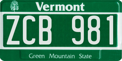 VT license plate ZCB981