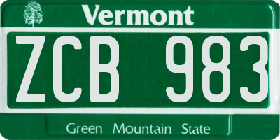 VT license plate ZCB983