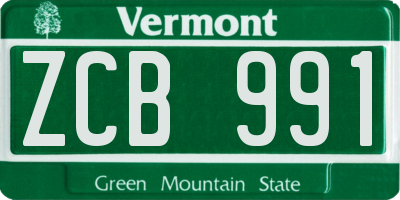 VT license plate ZCB991