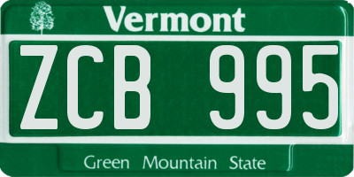 VT license plate ZCB995