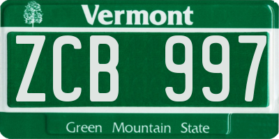VT license plate ZCB997