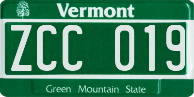 VT license plate ZCC019
