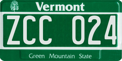 VT license plate ZCC024