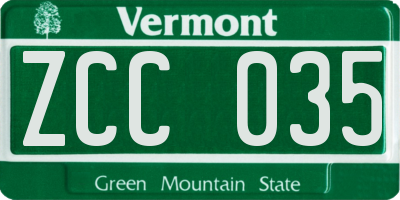 VT license plate ZCC035