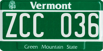 VT license plate ZCC036
