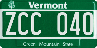 VT license plate ZCC040