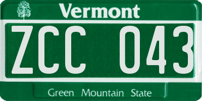 VT license plate ZCC043