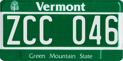 VT license plate ZCC046