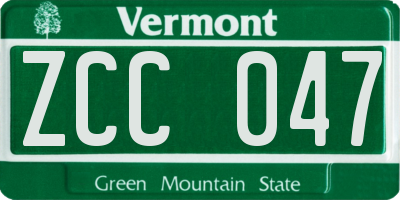 VT license plate ZCC047