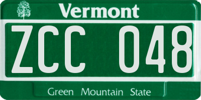 VT license plate ZCC048