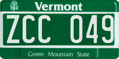 VT license plate ZCC049