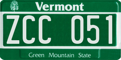 VT license plate ZCC051