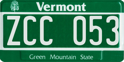 VT license plate ZCC053