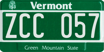 VT license plate ZCC057