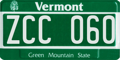 VT license plate ZCC060