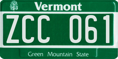 VT license plate ZCC061