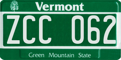 VT license plate ZCC062