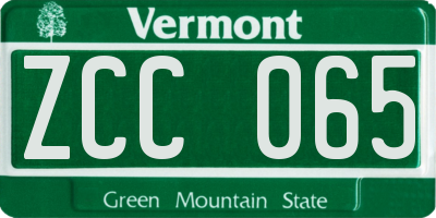 VT license plate ZCC065