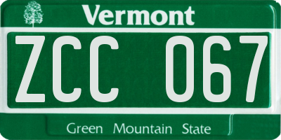 VT license plate ZCC067