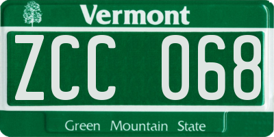 VT license plate ZCC068