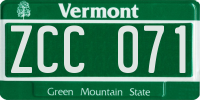 VT license plate ZCC071