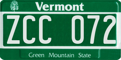 VT license plate ZCC072