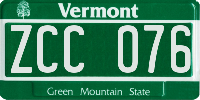 VT license plate ZCC076