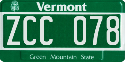 VT license plate ZCC078