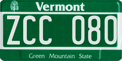 VT license plate ZCC080